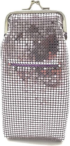 Women's Small Metal Mesh Eyeglasses Case with lighter pocket and Kiss Lock Closure (Gold Animal print) in Kuwait