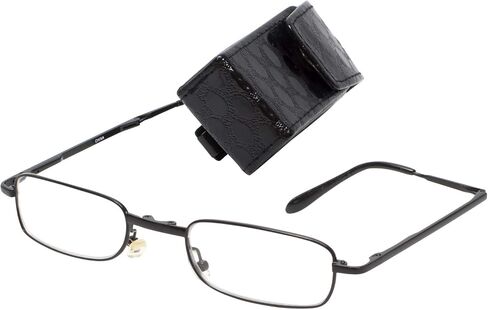 Calabria 308 Folding Reading Glasses +3.00 Black Men Women Slim Foldable Pocket Reader Spring Hinge Eyeglass Compact w/Case in Kuwait
