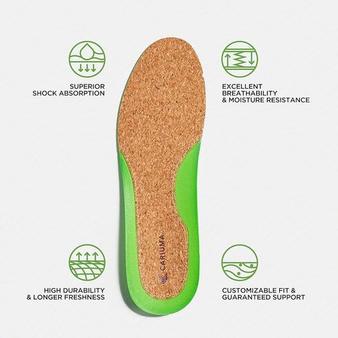 Cariuma Bio-Foam Removable Insoles with Cork Green Shoe Insert, No Slip, Washable Memory Foam Shoe Inserts for Sneakers, Provide Confort & Arch Support, Mens 10 in Saudi Arabia