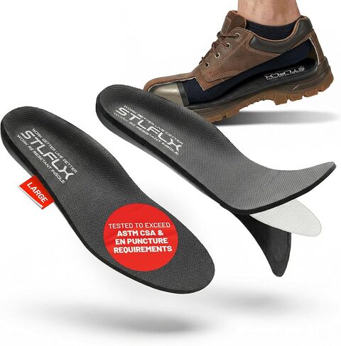 STLFLX SoleGUARDZ Shoe Insole - Non-Metallic, Puncture Resistant Insoles for Work Boots - Odor-Control, Arch Support, Shock Absorbing Anti Fatigue Cushion Insoles for Men 9-10 & Women 10-11 US - Large in Kuwait