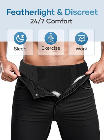 Hernia Belt for Men & Women - Single/Double Inguinal, Comfortable Groin Hernia Support Truss, Pain Relief Recovery Adjustable Strap with 2 Removable Compression Pads in Saudi Arabia