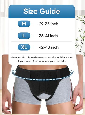 Hernia Belt for Men & Women - Single/Double Inguinal, Comfortable Groin Hernia Support Truss, Pain Relief Recovery Adjustable Strap with 2 Removable Compression Pads in Saudi Arabia