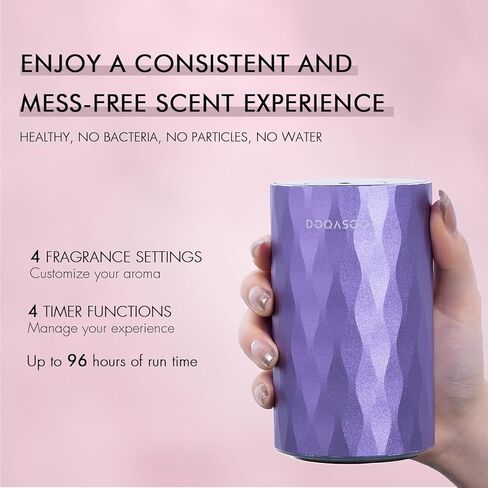 Waterless Essential Oil Diffuser - Aluminum Metal Texture, 96H Quiet Battery Nebulizer, Portable Scent Aromatherapy Diffuser with Timer & 4 Mist Levels, 20mL, Type-C for Home/Room/Car/Office in Saudi Arabia