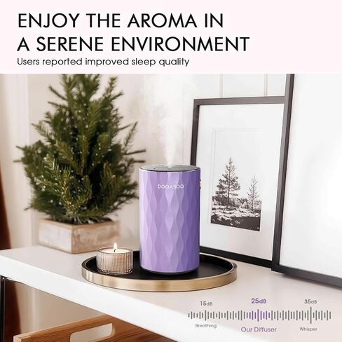 Waterless Essential Oil Diffuser - Aluminum Metal Texture, 96H Quiet Battery Nebulizer, Portable Scent Aromatherapy Diffuser with Timer & 4 Mist Levels, 20mL, Type-C for Home/Room/Car/Office in Saudi Arabia