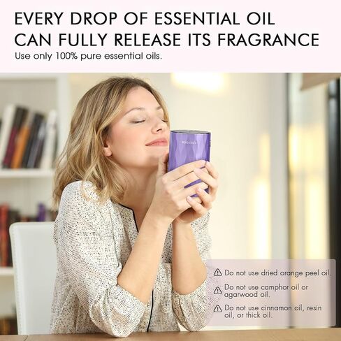 Waterless Essential Oil Diffuser - Aluminum Metal Texture, 96H Quiet Battery Nebulizer, Portable Scent Aromatherapy Diffuser with Timer & 4 Mist Levels, 20mL, Type-C for Home/Room/Car/Office in Saudi Arabia