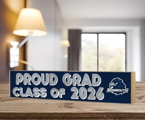 KH Sports Fan Monmouth Hawks Class of 2026 Wood Block Sign, Rectangular, Navy, 3x13 Inches, Graduation Decor in Kuwait