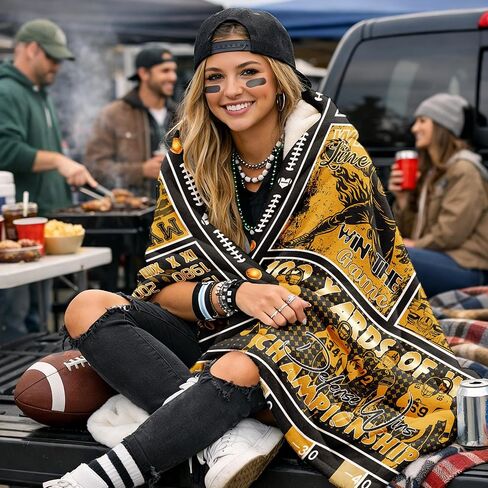 Football Fan Throw Blanket Game Day City Colors Collage Flannel Blanket for Tailgate & Couch Cozy Sports Lover Gift in Kuwait