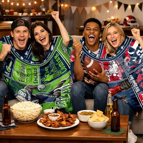 Football Fan Throw Blanket Game Day City Colors Collage Flannel Blanket for Tailgate & Couch Cozy Sports Lover Gift in Kuwait