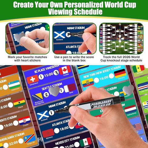 2026 World Soccer Cup Daily Match Schedule Poster - Waterproof Wall Chart from Group Stage to Final, Complete match information package Decor Gift for Soccer Fans, 34.6"x16.5" in Kuwait