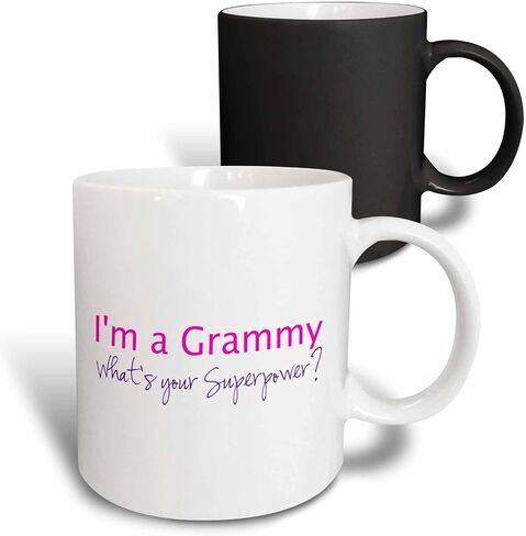 3dRose Im a Grammy - Whats your Superpower - pink - funny gift for grandma 11oz Two-Tone Red Mug in Saudi Arabia