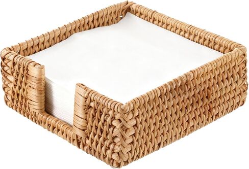 1 Pc Rattan Napkin Holder Square,7.08 X 7.08 X 2.36 Inch Napkin Holders for Paper Napkins Woven Guest Towel Holder Rustic Cocktail Napkins Holders for Kitchen Bathroom Picnic Wedding Party in Kuwait
