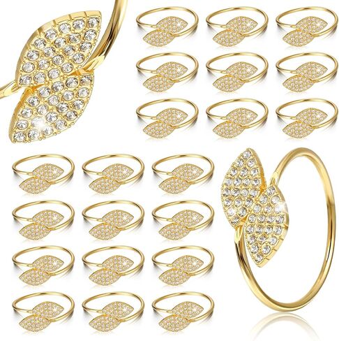 100 Pcs Napkin Rings Gold Table Decorations Durable Bling Leaf Shaped Napkins Rings Round Napkin Holders Buckles for Thanksgiving Day Christmas Dining Table Parties Everyday in Kuwait