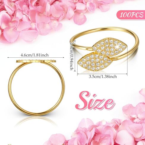 100 Pcs Napkin Rings Gold Table Decorations Durable Bling Leaf Shaped Napkins Rings Round Napkin Holders Buckles for Thanksgiving Day Christmas Dining Table Parties Everyday in Kuwait