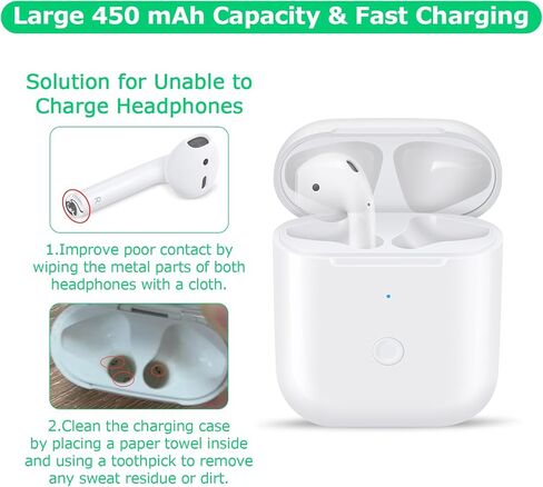 CivPower Wireless Charge Case متوافق مع AirPods 1 2 ， استبدال حالة الشاحن Air Pods مع زر مزامنة الاقتران Bluetooth ， لا توجد أيبودس (أسود) in Kuwait