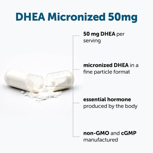 المكونات الدقيقة DHEA 50 مجم لكل حصة، 240 كبسولة | مكمل DHEA الدقيق للنساء والرجال | غير معدل وراثيًا، خالي من الغلوتين، خالي من الصويا in Kuwait