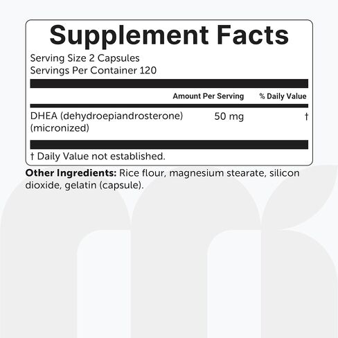 المكونات الدقيقة DHEA 50 مجم لكل حصة، 240 كبسولة | مكمل DHEA الدقيق للنساء والرجال | غير معدل وراثيًا، خالي من الغلوتين، خالي من الصويا in Kuwait