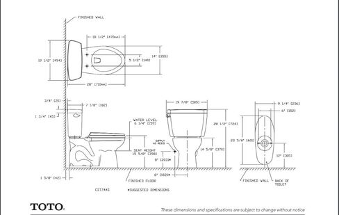 TOTO Drake Elongated Bowl and Tank, Cotton White - CST744S#01, 12 inch in Kuwait