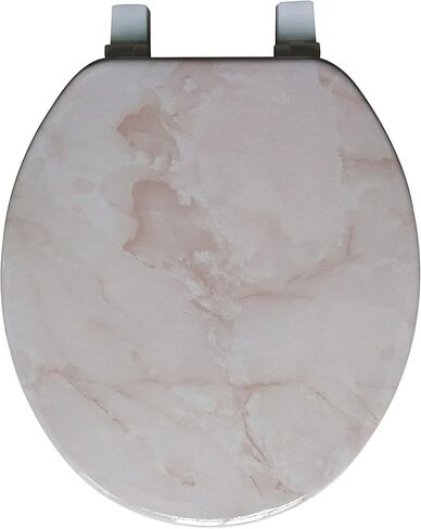 Dream Bath Heavy Duty Round Toilet Seat with non-slip seat and quick-attach easy install hardware, Marbleized Wood Beige in Saudi Arabia
