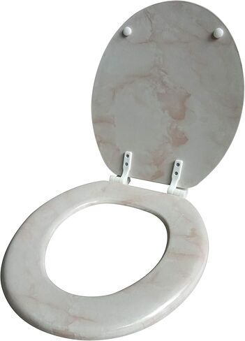 Dream Bath Heavy Duty Round Toilet Seat with non-slip seat and quick-attach easy install hardware, Marbleized Wood Beige in Saudi Arabia