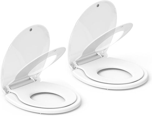 Garvee 19" Elongated Pink Toilet Seat with Built-In Potty Training Seat, Soft Quiet Close Non-Slip Design for Adult and Child, Magnetic Kids Seat and Cover, Easy to Install for Elongated Toilets in Kuwait