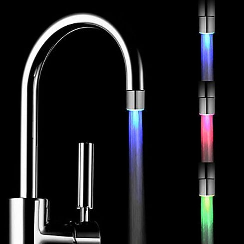 LED Faucet Light, 3-Color Temperature Sensitive Gradient Water Glow, Universal Faucet Spout Light for Kitchen & Bathroom Sink Tap(3 Color-1PC) in Kuwait