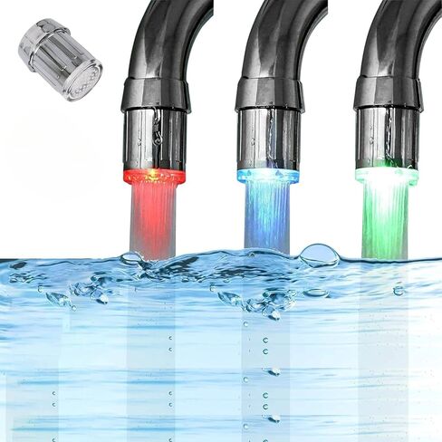 LED Faucet Light, 3-Color Temperature Sensitive Gradient Water Glow, Universal Faucet Spout Light for Kitchen & Bathroom Sink Tap(3 Color-1PC) in Kuwait