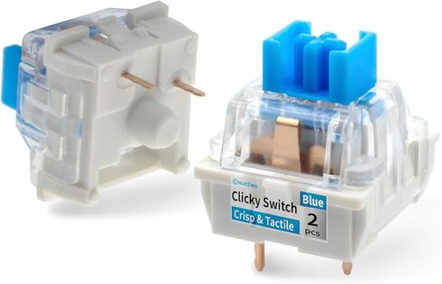 Nadadora 2 قطعة مفاتيح لوحة مفاتيح ميكانيكية زرقاء، مقاومة للغبار 3 دبابيس Clicky Tactile MX المتوافقة مع مفتاح التبديل، استبدال غطاء شفاف للوحة المفاتيح DIY، اختبار التبديل ونقر الطباعة ثلاثية الأبعاد in Kuwait
