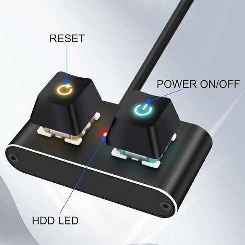 XMSJSIY PC زر الطاقة للكمبيوتر المكتبي مفتاح الطاقة الخارجي مع ضوء RGB تشغيل/إيقاف وإعادة ضبط كابل تمديد زر الطاقة للوحة الأم للكمبيوتر - 2M/6.56FT in Kuwait