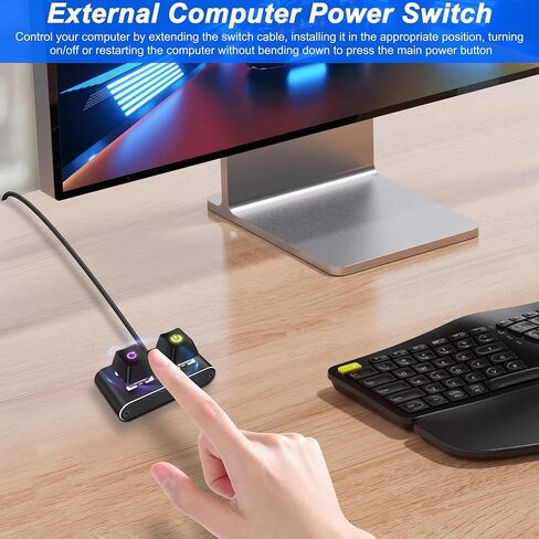 XMSJSIY PC زر الطاقة للكمبيوتر المكتبي مفتاح الطاقة الخارجي مع ضوء RGB تشغيل/إيقاف وإعادة ضبط كابل تمديد زر الطاقة للوحة الأم للكمبيوتر - 2M/6.56FT in Kuwait