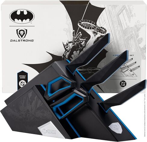 سكين الشيف Dalstrong - 8 بوصة - إصدار BATMAN™ Shadow Black - فولاذ عالي الكربون 7Cr17MoV - سكين مطبخ من التيتانيوم الأسود - عنصر المجموعة - مقبض G10 - سكين الشيف للطبخ - غمد in Kuwait