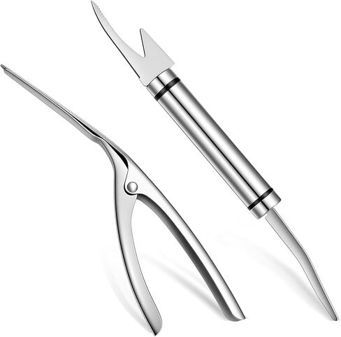 Gjinxi 2 Pcs Shrimp Deveining Tool, Shrimp Deveiner Tool Shrimp Peeler Cleaner Multifunctional Shrimp Line Knife Stainless Steel Crawfish Peeler Tool for Kitchen in Kuwait