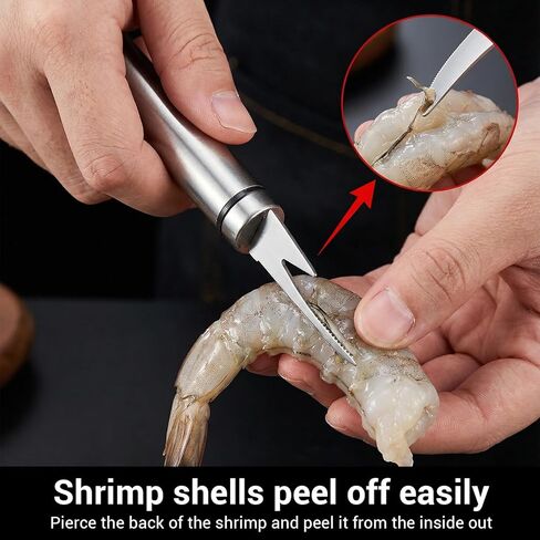 Gjinxi 2 Pcs Shrimp Deveining Tool, Shrimp Deveiner Tool Shrimp Peeler Cleaner Multifunctional Shrimp Line Knife Stainless Steel Crawfish Peeler Tool for Kitchen in Kuwait