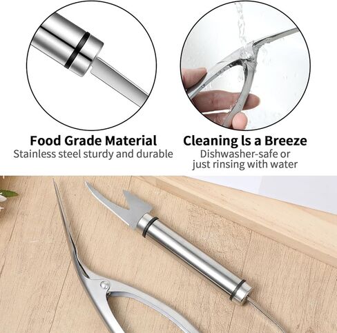 Gjinxi 2 Pcs Shrimp Deveining Tool, Shrimp Deveiner Tool Shrimp Peeler Cleaner Multifunctional Shrimp Line Knife Stainless Steel Crawfish Peeler Tool for Kitchen in Kuwait