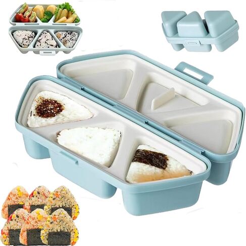 6-in-1 Rice Ball Mold, Triangular Sushi Mold, 6-Hole Rice Ball Mold Set, Quickly Makes 6 Rice Balls, Easy to Store and Carry (Blue) in Kuwait