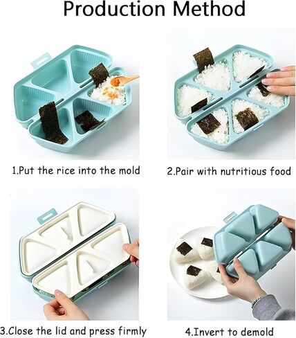 6-in-1 Rice Ball Mold, Triangular Sushi Mold, 6-Hole Rice Ball Mold Set, Quickly Makes 6 Rice Balls, Easy to Store and Carry (Blue) in Kuwait