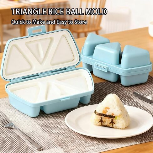 6-in-1 Rice Ball Mold, Triangular Sushi Mold, 6-Hole Rice Ball Mold Set, Quickly Makes 6 Rice Balls, Easy to Store and Carry (Blue) in Kuwait
