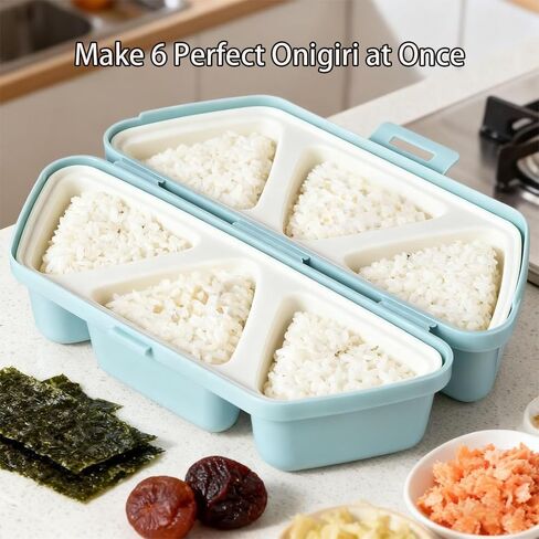 6-in-1 Rice Ball Mold, Triangular Sushi Mold, 6-Hole Rice Ball Mold Set, Quickly Makes 6 Rice Balls, Easy to Store and Carry (Blue) in Kuwait