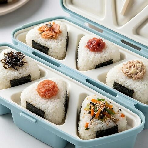 6-in-1 Rice Ball Mold, Triangular Sushi Mold, 6-Hole Rice Ball Mold Set, Quickly Makes 6 Rice Balls, Easy to Store and Carry (Blue) in Kuwait