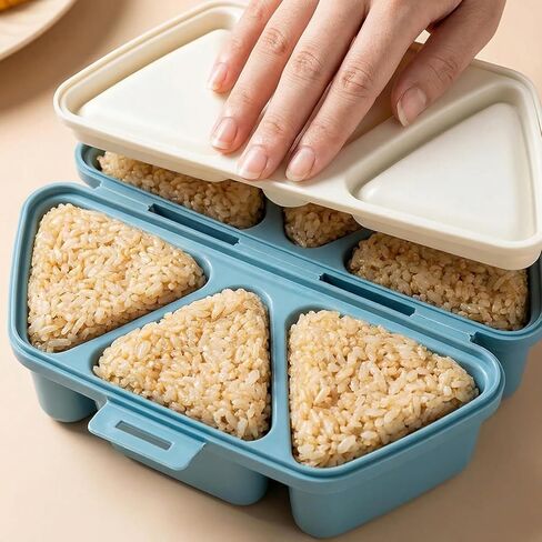 6-in-1 Rice Ball Mold, Triangular Sushi Mold, 6-Hole Rice Ball Mold Set, Quickly Makes 6 Rice Balls, Easy to Store and Carry (Blue) in Kuwait