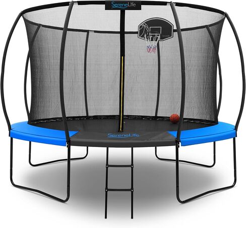 SereneLife 8FT 10FT 12FT 14FT Outdoor Trampoline for Kids and Adults – ASTM Certified Heavy-Duty Backyard Trampoline with Safety Poles, Net Enclosure, and Stable Anti-Rust Frame in Saudi Arabia
