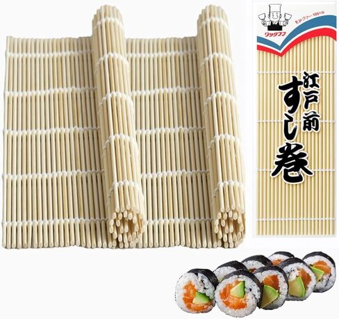 JapanBargain، مجموعة صنع السوشي، 2 سجادة لف السوشي من الخيزران الأخضر مع مجداف أرز الخيزران الطبيعي، مجموعة حصيرة السوشي الدوارة للمبتدئين وطهاة المنزل in Kuwait