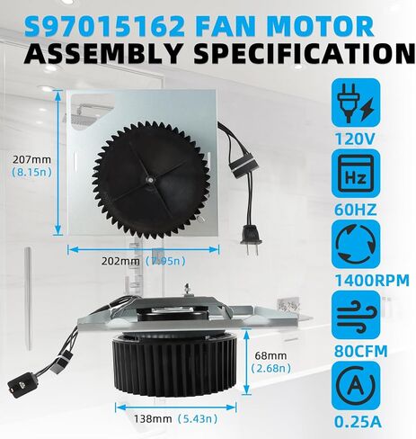 مجموعة S97015162 80 CFM تناسب مراوح عادم الحمام Broan NuTone مع مبيت مقاس 8 × 8-1/4 بوصة يناسب مراوح سلسلة HD80L 678 679 763 50NT ED50L DX50L، 80 CFM/2.5 Sones in Kuwait