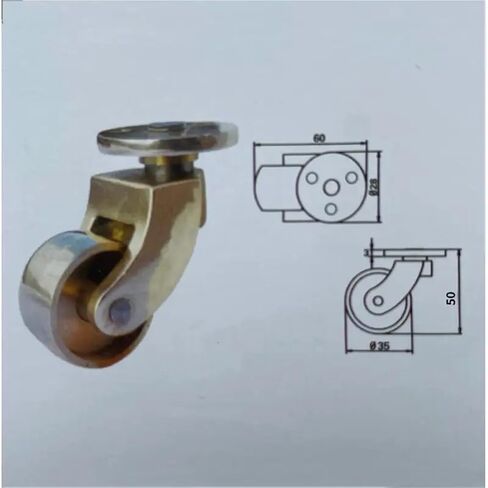 Threaded Brass Casters Swivel Rubber Wheels M8/M10 Screw Compatible 4Pcs in Kuwait