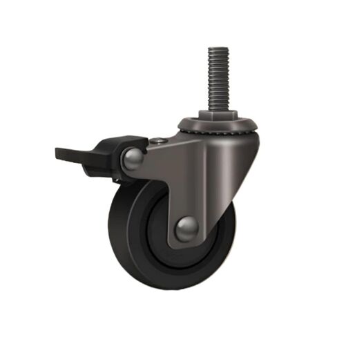 2.5inch Silent Rubber Swivel Casters M10x25mm Thread Locking Brake SmoothRolling Wheels 4Pcs(M10x25mm-Universal) in Kuwait