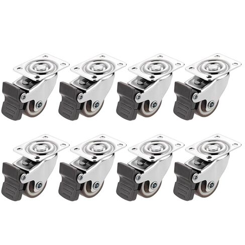 Furniture Casters Wheels Soft Rubber Swivel Caster Silver Roller Wheel 8Pcs(Type 3,1.5 inch) in Saudi Arabia