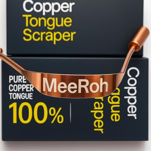 MeeRoh Pure Copper Tongue Scraper (2 Pack) – Manual Tongue Cleaner for Fresh Breath – Professional U-Shaped Metal Tongue Scrubber for Adults and Kids – Traditional Oral Hygiene Tool in Kuwait
