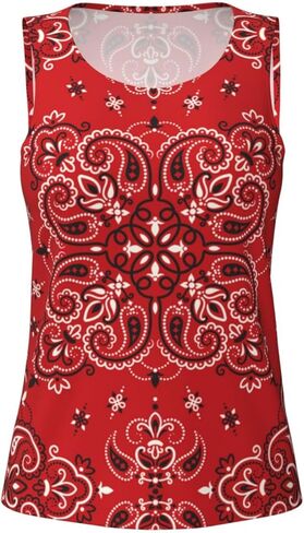Peynir Paisley Bandana Boho Red Women'S Tank Tops Breathable Quick Dry Summer Casual Sport Vest, X-Large, Fashion in Kuwait