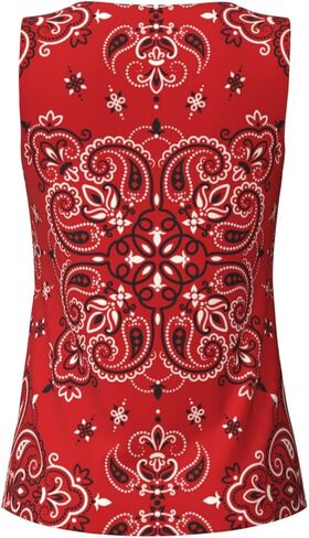 Peynir Paisley Bandana Boho Red Women'S Tank Tops Breathable Quick Dry Summer Casual Sport Vest, X-Large, Fashion in Kuwait