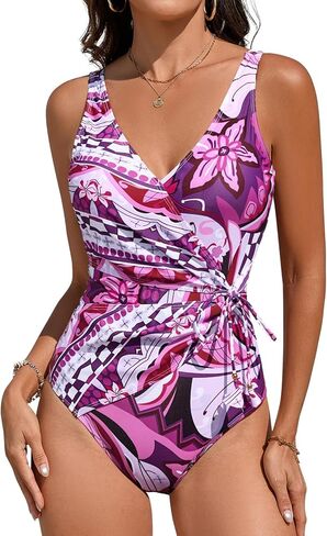 UMIPUBO Womens V-Neck One Piece Swimsuit Cross-Front Tie-Front Fringe Strap Swimsuits Full Coverage Slimming Swimwear in Saudi Arabia