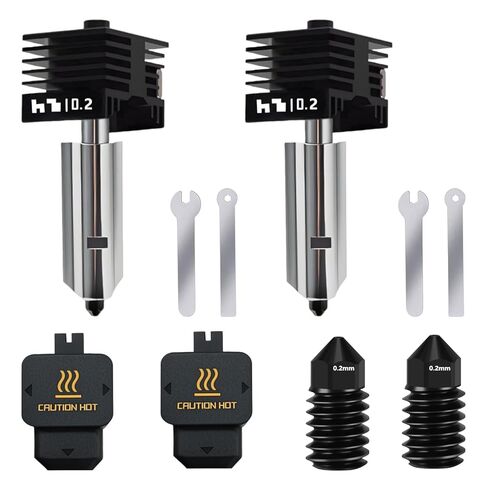 2 حزمة 0.4 مم Hotend لـ Bambu Lab H2D، مجموعة أدوات تجميع نهاية ساخنة لرأس الطباعة ذات فوهة فولاذية صلبة مع قطعتين إضافيتين فوهة 0.4 مم لطابعة H2D Combo ثلاثية الأبعاد in Kuwait